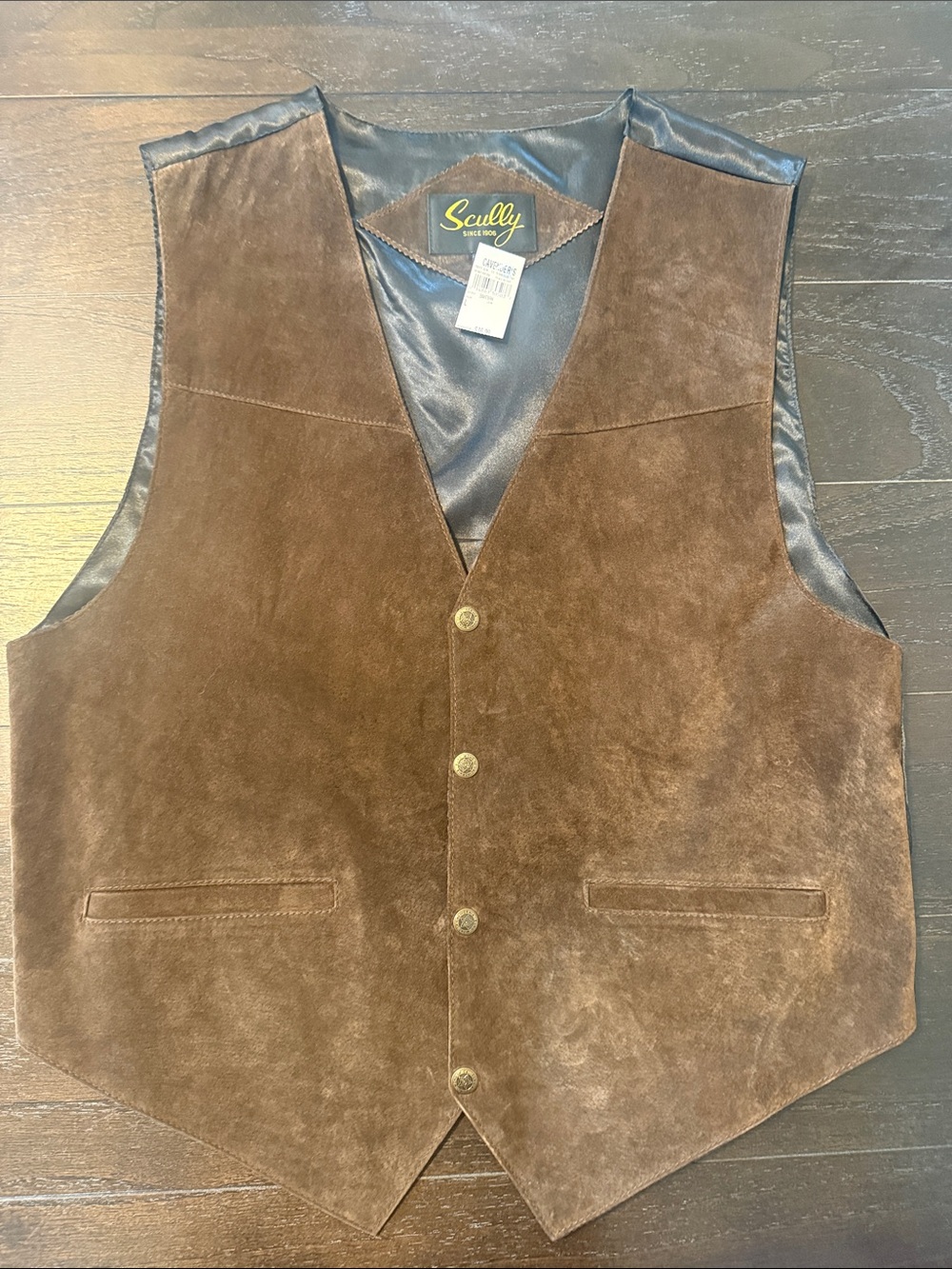 Scully Brown Suede Men’s Vest - Classic Western Button Front